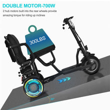 Load image into Gallery viewer, MotoTec Folding Mobility Electric Trike 48v 700w Dual Motor Lithium Black