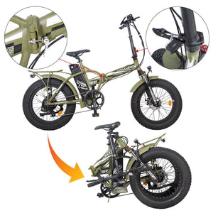 Electric Bikes - ECOTRIC 48V Fat Tire Portable And Folding Electric Bike With LCD Display