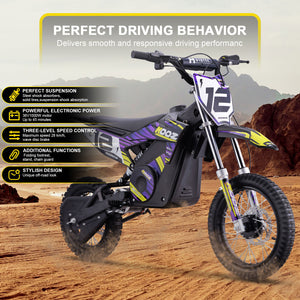 MotoTec 36v 1200w (HP112E) Electric Dirt Bike_Purple