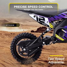 Load image into Gallery viewer, MotoTec 36v 1200w (HP112E) Electric Dirt Bike_Purple