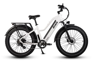 Dirwin Pioneer Step-thru Fat Tire Electric Bike White Right Side