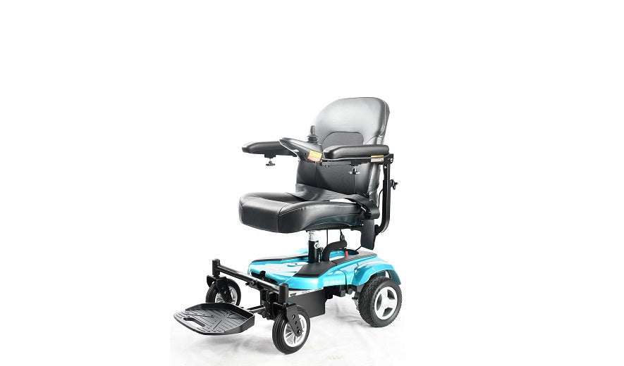 Merits USA EZ GO P321 Power Wheelchairs Turquoise left angle