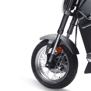 MotoTec Typhoon 72v 30ah 3000w Lithium Electric Scooter Gray Front Wheel